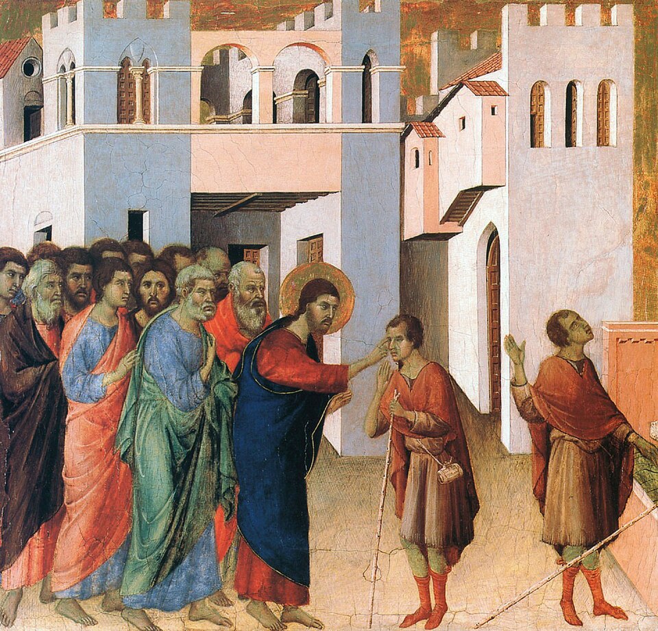 Duccio di Buoninsegna - Jésus ouvre les yeux d'un homme né aveugle - v.1309
