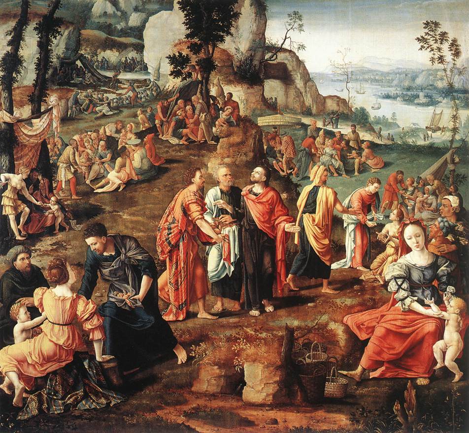 La Multiplication des pains et des poissons par Lambert Lombard, (première moitié du XVIe siècle)