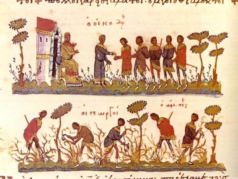 Les ouvriers de la onzième heure, évangéliaire byzantin du XIe siècle