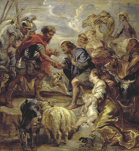 Pierre Paul Rubens - La réconciliation de Jacob et d'Esaü - Huile sur panneau de bois - 1624